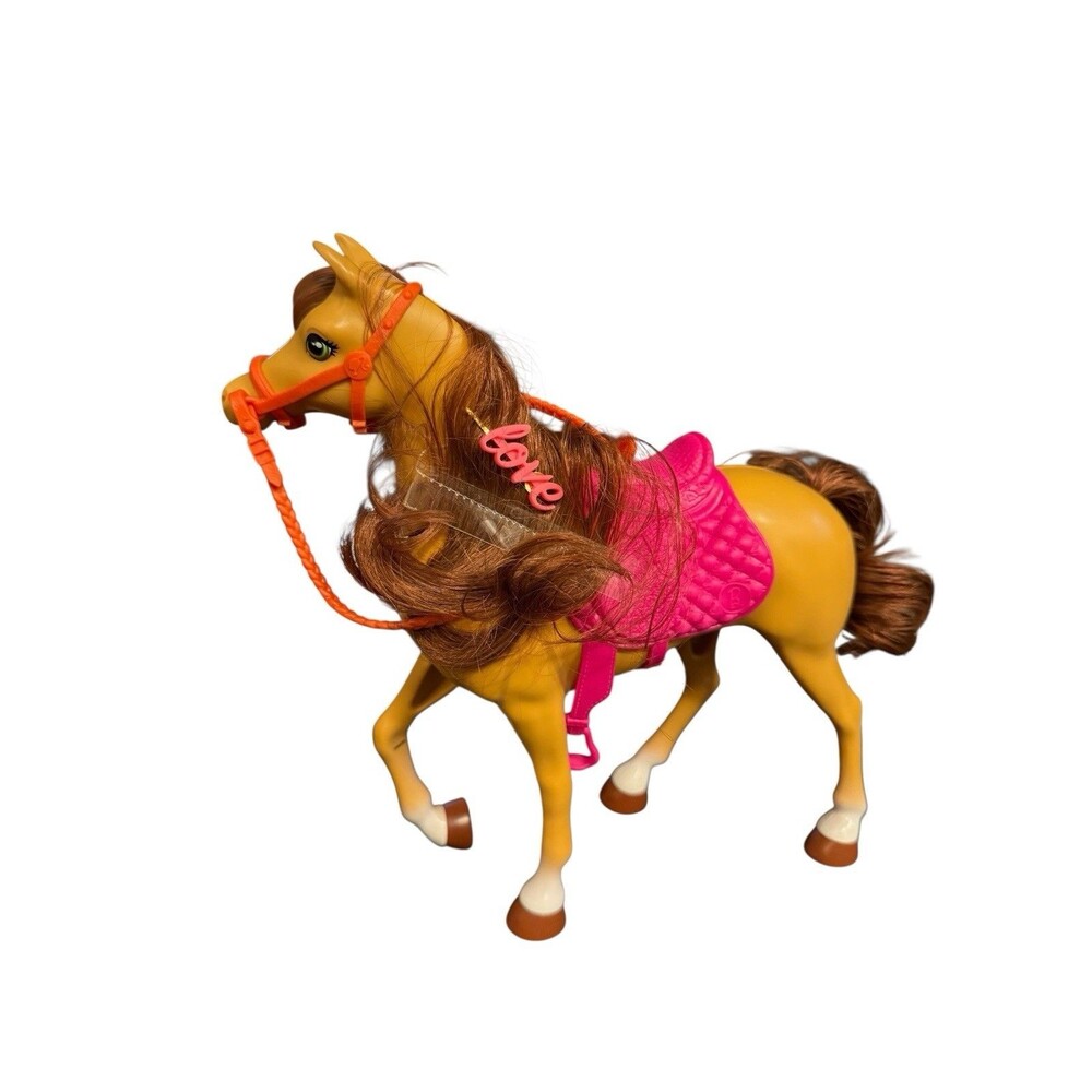 Barbie‎ Hugs N Horses Tan Horse Articulated Pink Saddle FXH15 Mattel 2018